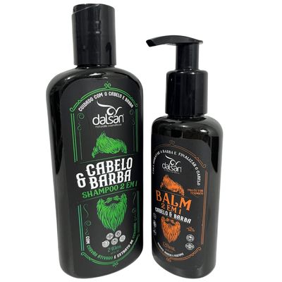 Kit Dalsan Shampoo 2 em 1 240 ml + Balm Cabelo e Barba 120ml