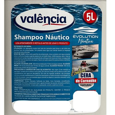Shampoo Náutico Lava Lancha Com Cera Carnaúba Valencia 5 Lt