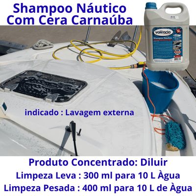 Shampoo Náutico Lava Lancha Com Cera Carnaúba Valencia 5 Lt