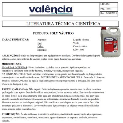 Shampoo Náutico Lava Lancha Poly Limpeza Pesada Valencia 5 L
