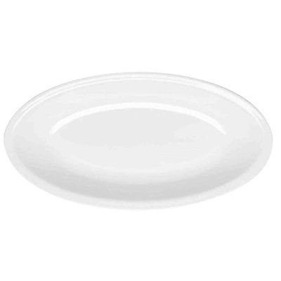 Conjunto 12 Travessas Ovais Melamina Branca 45x24x5cm Wolff Refratário Restaurante Buffet