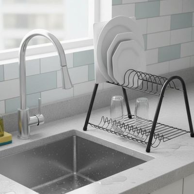 Escorredor de Louça 2 Andares 30cm Aramado Preto Cozinha Pia
