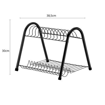 Escorredor de Louça 2 Andares 30cm Aramado Preto Cozinha Pia