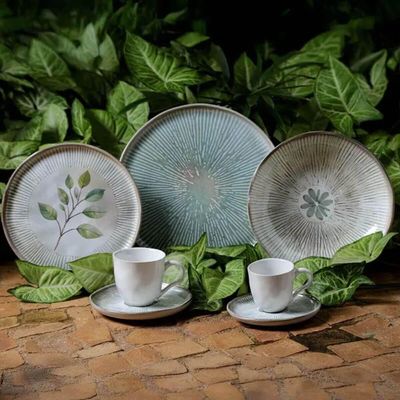 Aparelho de Jantar 16 Peças Cerâmica Porto Brasil Orgânico Louça Artesanal Mesa Posta