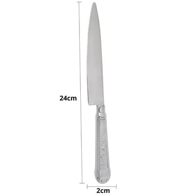 Jogo 6 Facas Mesa Churrasco Aço Inox 24cm Modelo Prateada Serrilhada
