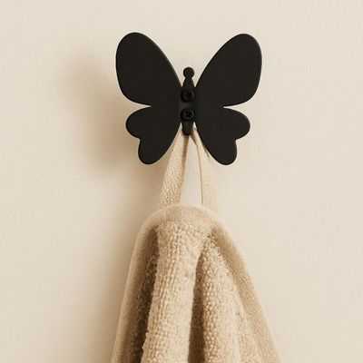 Gancho de Parede Borboleta Preta para Pendurar Roupas Bolsas Casacos Multiuso Luft Masutti