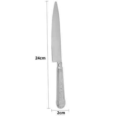 Jogo 12 Facas Mesa Churrasco 24cm Prateada Aço Inox Serrilhada Carne