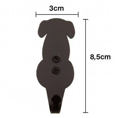 Gancho de Parede Cachorro 8cm Preto Pendurar Casacos Chapéus Bolsas Luft Masutti