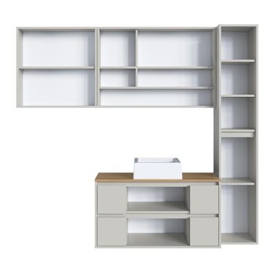 Conjunto para Banheiro 176cm com 4 Peças Gabinete Suspenso Berlin Arenas com Cuba Branca