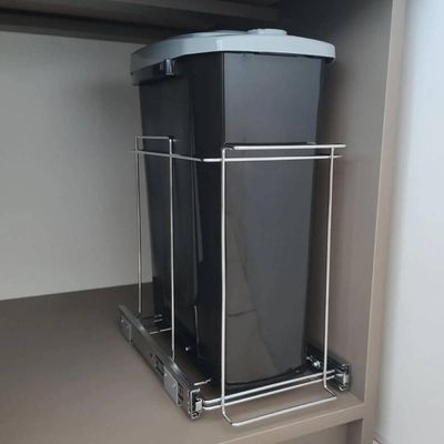 Kit Suporte Pano de Prato Triplo e Lixeira 15L Aramados Deslizantes Móveis Cozinha Planejada