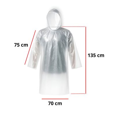 10 Peças Capa de Chuva Transparente Descartável Proteção