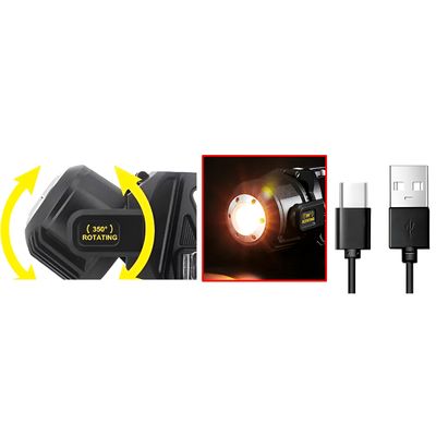 Lanterna Solar Recarregável 2500lm LED P50+COB com 9 Modos – Portátil Ecológica e Resistente Painel Solar Multifuncional