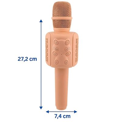 Microfone Bluetooth Karaokê Infantil Brincadeira Sem Fio  - Diversão e Criatividade para Crianças | Cor:Rosé