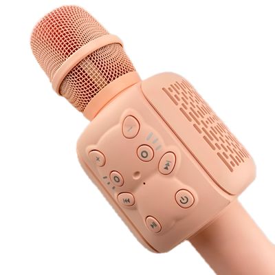 Microfone Bluetooth Karaokê Infantil Brincadeira Sem Fio  - Diversão e Criatividade para Crianças | Cor:Rosé