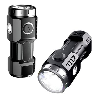 Lanterna Tática Recarregável com Imã | Mini Lanterna LED 100lm 6 LEDs, 3 Modos, Water Resistant