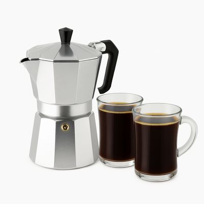 CAFETEIRA ITALIANA + 2 CANECAS DE VIDRO 150ML
