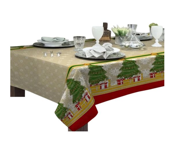 Toalha Mesa Retangular Gourmet 140x210cm Natal Árvore Raner