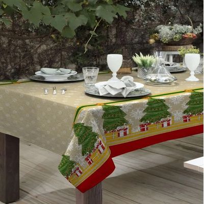 Toalha Mesa Retangular Gourmet 140x210cm Natal Árvore Raner