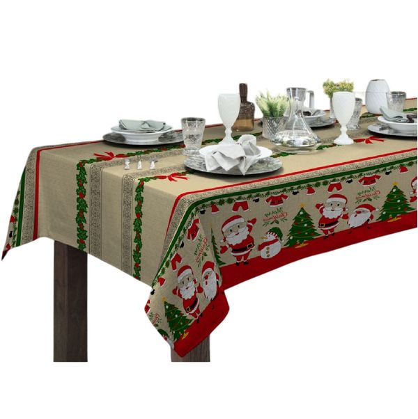 Toalha Mesa Retangular Gourmet 140x240cm Natal Merry Raner