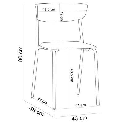 Kit 02 Cadeiras Empilhável Fixa Atom F02 Base Aço Cinza Nude - Lyam Decor