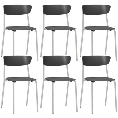 Kit 06 Cadeiras Empilhável Fixa Atom F02 Base Aço Cinza Preto - Lyam Decor