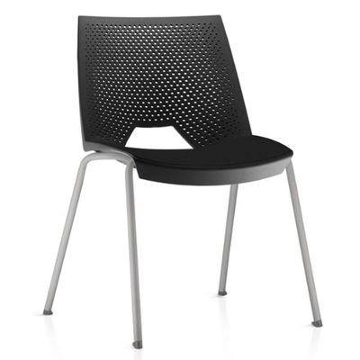 Cadeira Empilhável Fixa Liked F02 Base Aço Cinza Preto - Lyam Decor