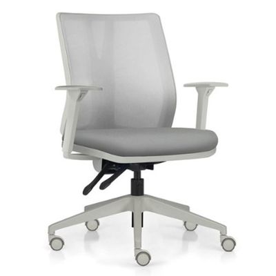 Cadeira de Escritório Giratória Diretor Flow F02 Base Cinza Sintético Cinza - Lyam Decor