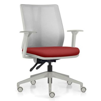 Kit 2 Cadeiras de Escritório Giratória Diretor Flow F02 Base Cinza Sintético Vermelho - Lyam Decor