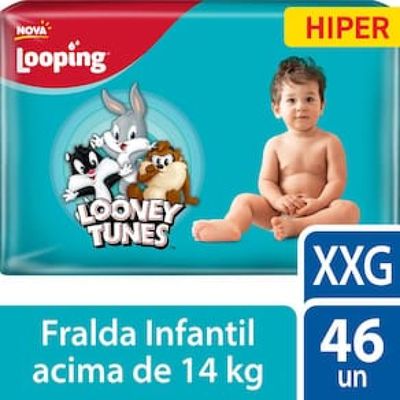 Fralda Looping Looney Tunes Hiper XXG - 46 Unidades