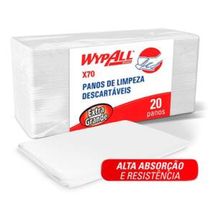 Pano de Limpeza WypAll X70 Descartável Extra Grande - 20 Unidades