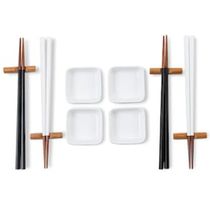 Conjunto de Hashi e Molheiras 4 Pessoas Haus Concept Nankin em Madeira e Cerâmica  12 Peças