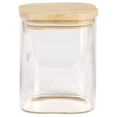 Porta Mantimentos Quadrado Dynasty em Vidro Borossilicato com Tampa de Bambu  800 ml