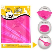 Kit Higiênico para Gatos Classic Furacão Pet com 3 Peças  Rosa