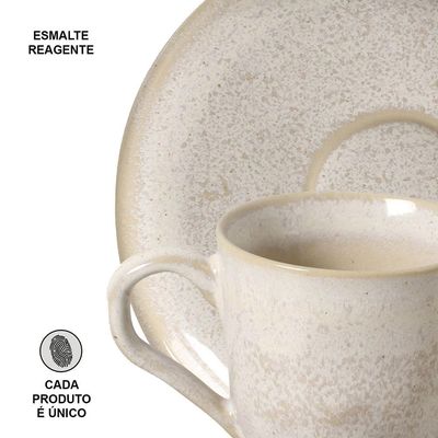 Xícara de Café Porto Brasil Bio Latte com Pires Off White 120ml