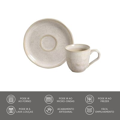 Xícara de Café Porto Brasil Bio Latte com Pires Off White 120ml