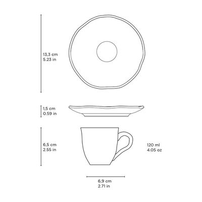 Xícara de Café Porto Brasil Bio Latte com Pires Off White 120ml