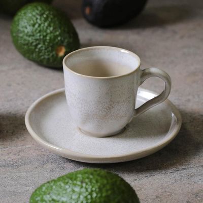 Xícara de Café Porto Brasil Bio Latte com Pires Off White 120ml