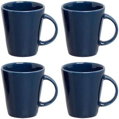 Conjunto com 4 Canecas Porto Brasil Basic Deep Blue em Cerâmica Feldspática Azul - 208 ml