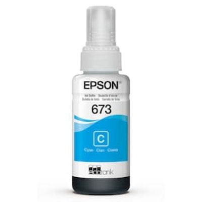 Garrafa de Tinta Epson EcoTank T673 para Impressoras L800, L805, L850 e L1800 - Ciano