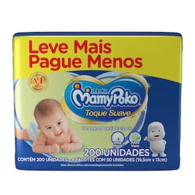Toalha Umedecida MamyPoko Toque Suave - 200 Unidades