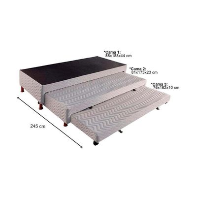Cama Box c/ 2 Aux Solteiro + Colchão D33 Confort Ultra Firme Paropas