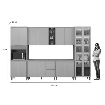 Cozinha Completa Linea Brasil 6 Peças Allure CP06 Jequitiba/Gris