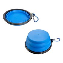 Comedouro Bebedouro Dobrável com Gancho Portátil Pet - Portátil, Prático e Fácil de Limpar | Cor:Azul