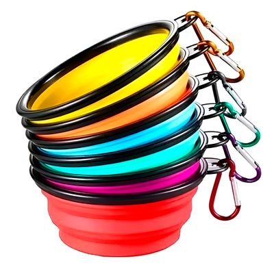 Comedouro Bebedouro Dobrável com Gancho Portátil Pet - Portátil, Prático e Fácil de Limpar | Cor:Azul