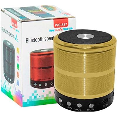 Mini Caixa De Som Speaker Com Bluetooth Usb Ws-887 Dourada