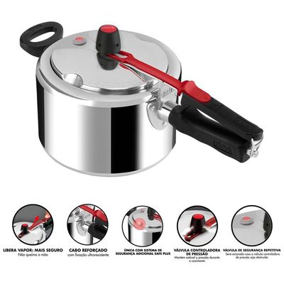 Panela de Pressão Clock Eco Original 3,0L Polida Prata