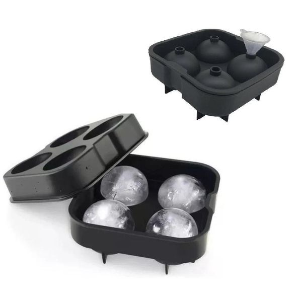 Forma Gelo Bola Grande Silicone Bola 4 Em 1 Gigante Whisky Drinks Com Funil Frutas Bar Festa