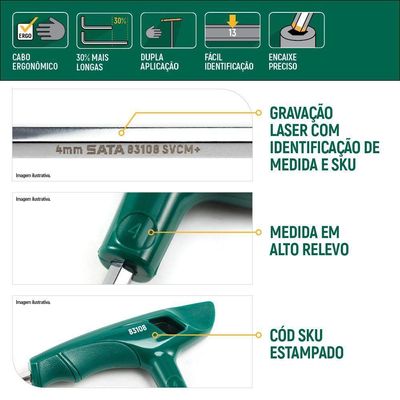 Chave Allen Abaulada Cabo T 4mm Sata St83108sc