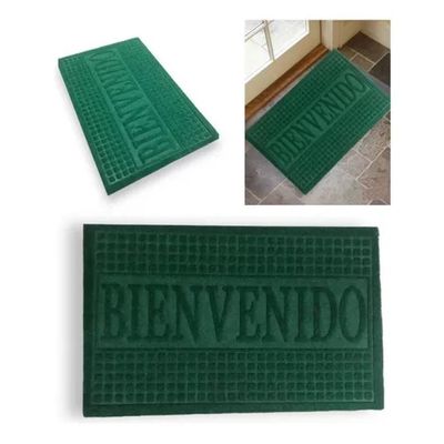 Capacho Emborrachado Aveludado Entrada Portas De Apartamento Tapete Pvc Bem Vindo Verde