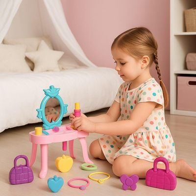 Penteadeira Infantil Princesa Com Espelho Acessorios Brinquedo Rosa Menina